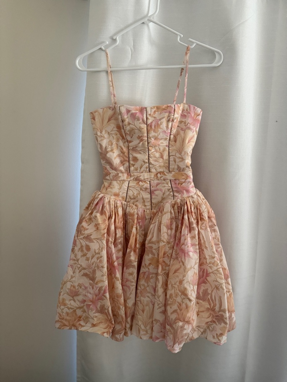 YSABELLA
Peach Floral Print Stretch Cotton Mini Sundress